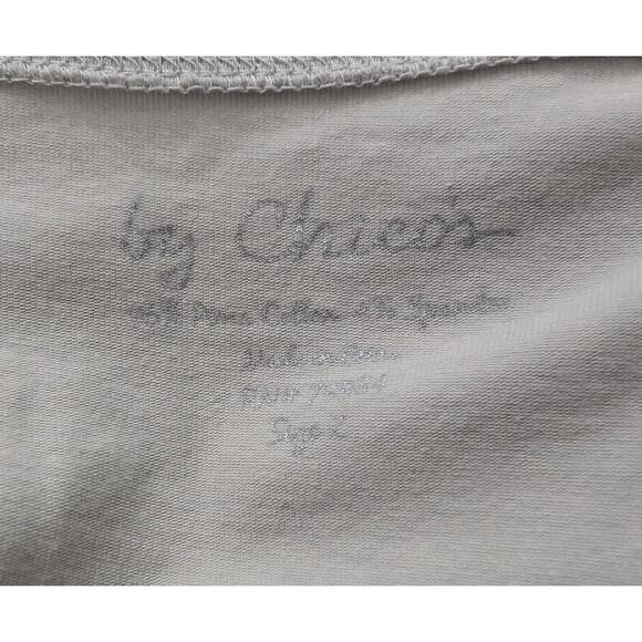 By Chico's Top Gray V-Neck Short Cotton Blend Sleeve Misses Size 2 L - Picture 4 of 5